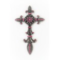 7003SIL-PNK PINK CRYSTASILVER WALL CROSS / W FDL DESIGN